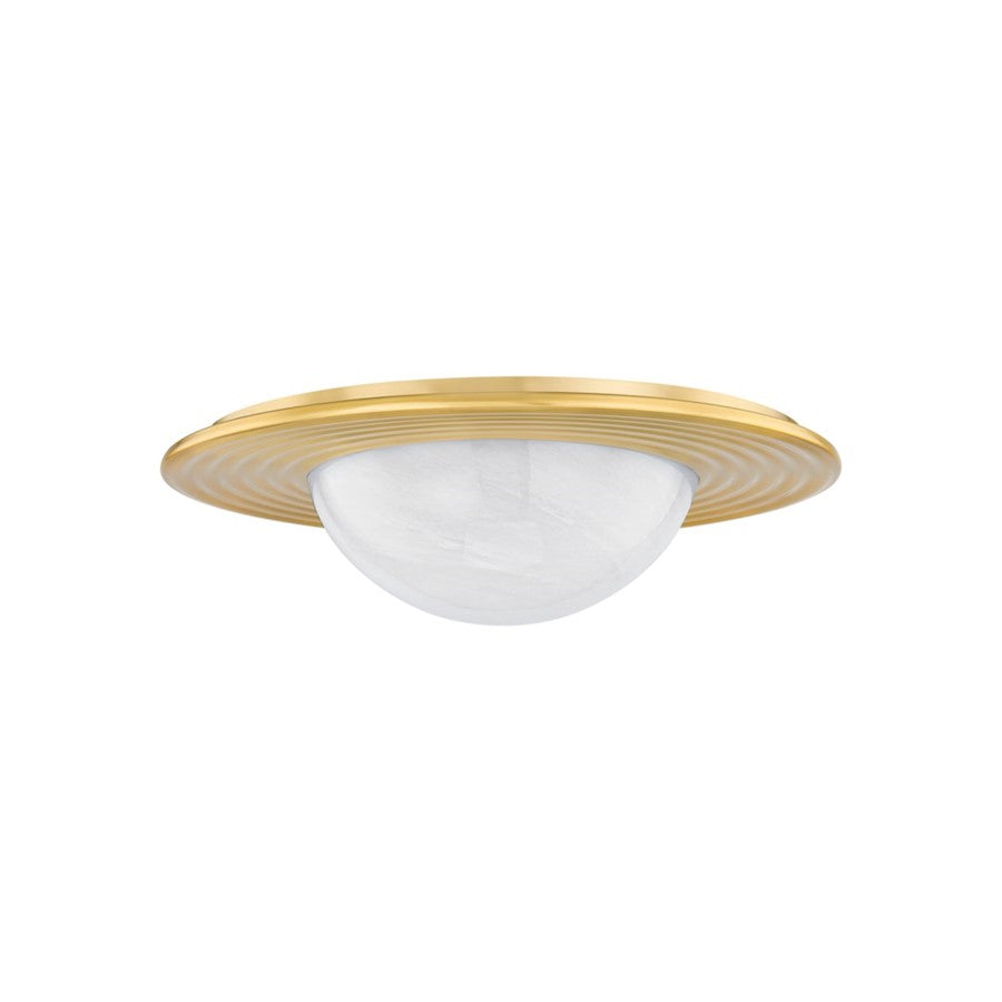 Hudson Valley Geraldton 1 Light 16" Flush Mount, Aged Brass/Cloud - 7116-AGB