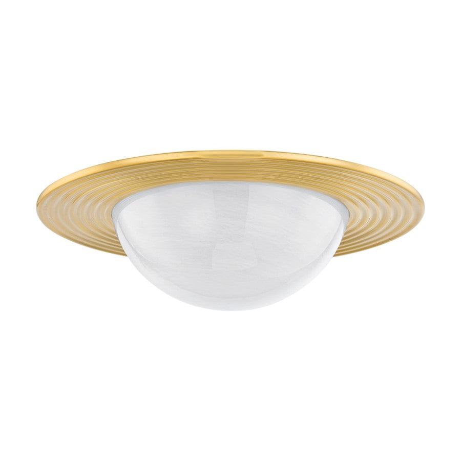 Hudson Valley Geraldton 1 Light 21" Flush Mount, Aged Brass/Cloud - 7123-AGB