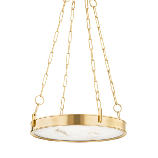 Hudson Valley Kirby 1 Light 17" Chandelier in Aged Brass/White - 7220-AGB