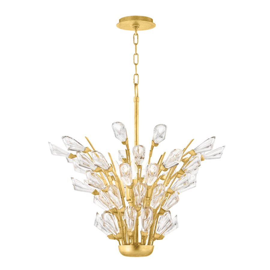 Hudson Valley Tulip 5 Light Chandelier, Gold Leaf/Clear - 7221-GL