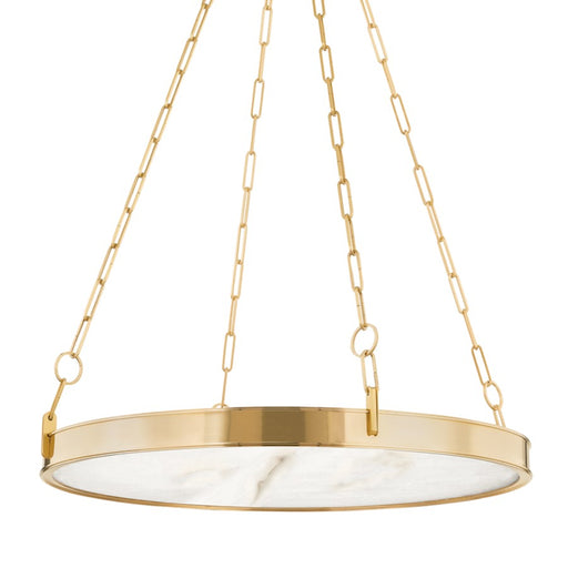 Hudson Valley Kirby 1 Light 19" Chandelier in Aged Brass/White - 7230-AGB