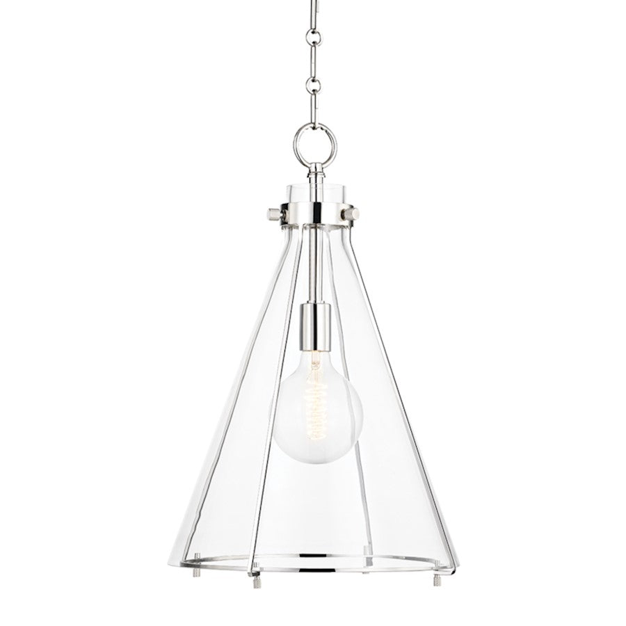 Hudson Valley Eldridge 1 Light Pendant, Polished Nickel/Clear - 7304-PN