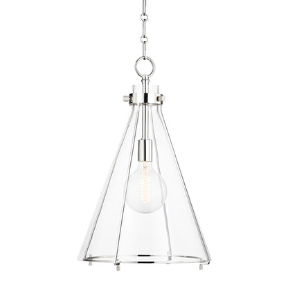 Hudson Valley Eldridge 1 Light Pendant, Polished Nickel/Clear - 7304-PN