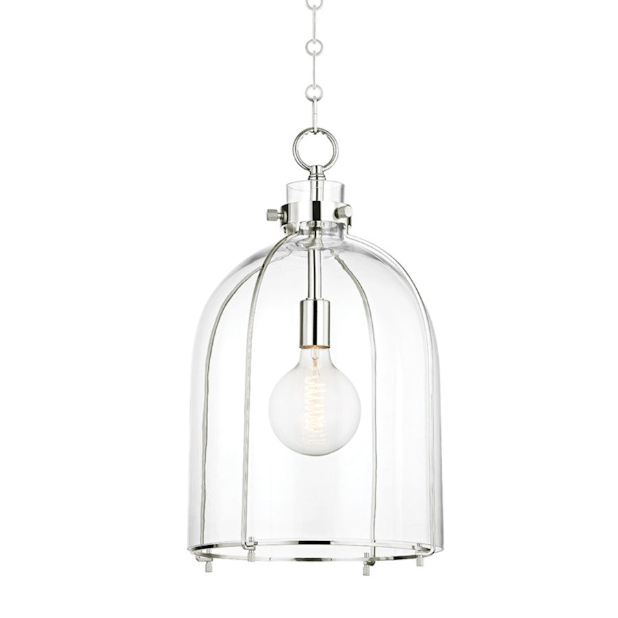 Hudson Valley Eldridge 1 Light 16" Pendant, Polished Nickel/Clear - 7306-PN