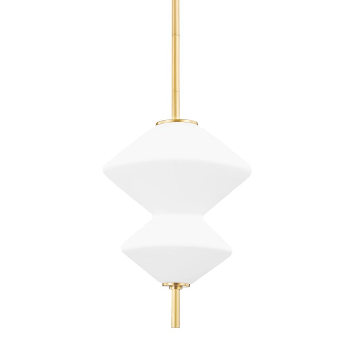Hudson Valley Barrow 1 Light Pendant in Aged Brass/White - 7401-AGB
