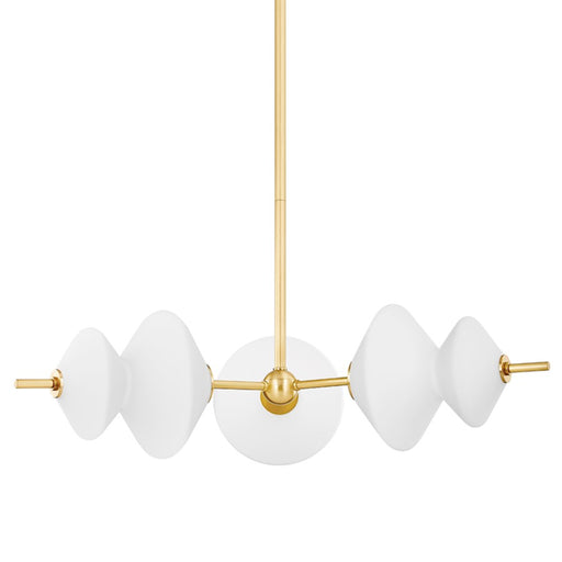 Hudson Valley Barrow 3 Light Chandelier in Aged Brass/White - 7403-AGB