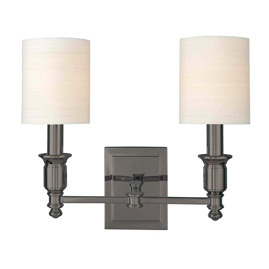 Hudson Valley Whitney 2 Light Wall Sconce, Antique Nickel/Off White - 7502-AN