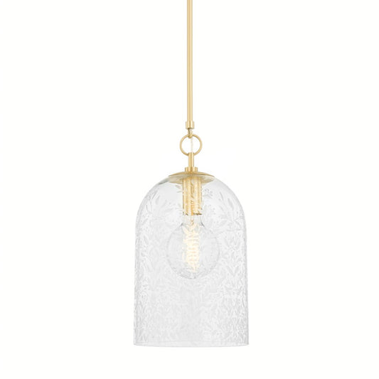 Hudson Valley Belleville 1 Light 19" Pendant in Aged Brass/Clear - 7510-AGB