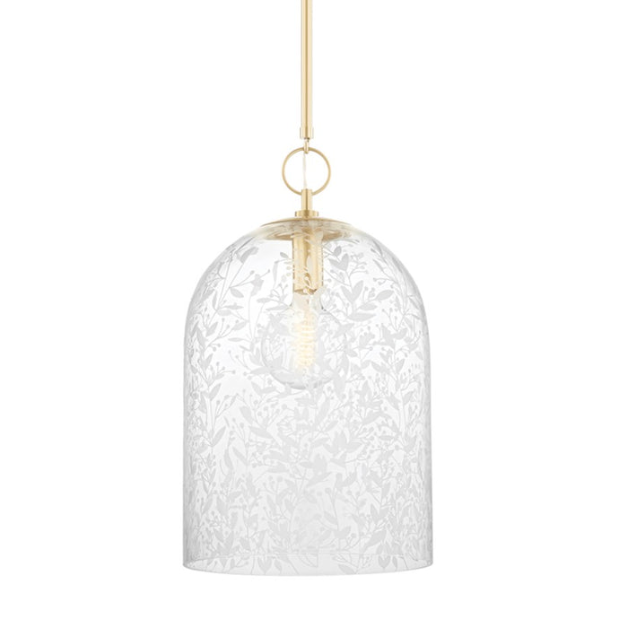 Hudson Valley Belleville 1 Light 25" Pendant in Aged Brass/Clear - 7514-AGB
