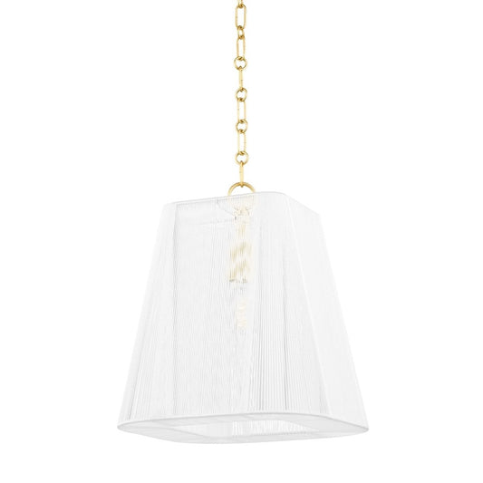 Hudson Valley Verona Beach 1 Light Small Pendant in Aged Brass/White - 7614-AGB