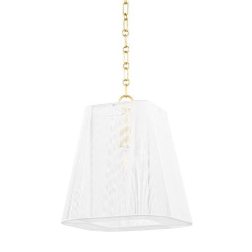 Hudson Valley Verona Beach 1 Light Small Pendant in Aged Brass/White - 7614-AGB