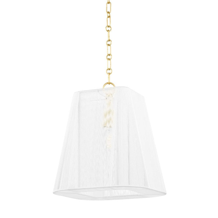 Hudson Valley Verona Beach 1 Light Small Pendant in Aged Brass/White - 7614-AGB