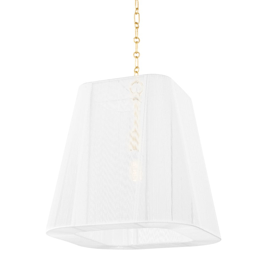 Hudson Valley Verona Beach 1 Light Large Pendant, Aged Brass/White - 7619-AGB