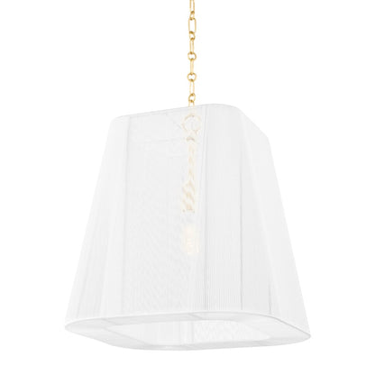 Hudson Valley Verona Beach 1 Light Large Pendant, Aged Brass/White - 7619-AGB