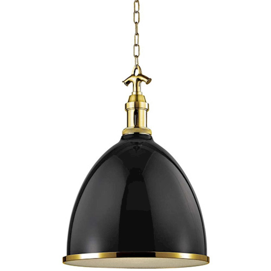 Hudson Valley Viceroy 1 Light 23" Pendant, Black/Aged Brass - 7718-BAGB