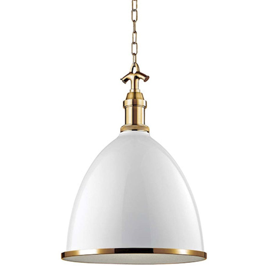 Hudson Valley Viceroy 1 Light 23" Pendant, White/Aged Brass - 7718-WAGB