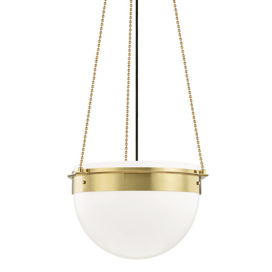 Hudson Valley Silo 1 Light 14" Pendant, Aged Brass/White - 7719-AGB