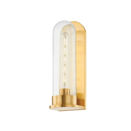 Hudson Valley Irwin 1 Light Sconce in Aged Brass/Clear Glass - 7800-AGB