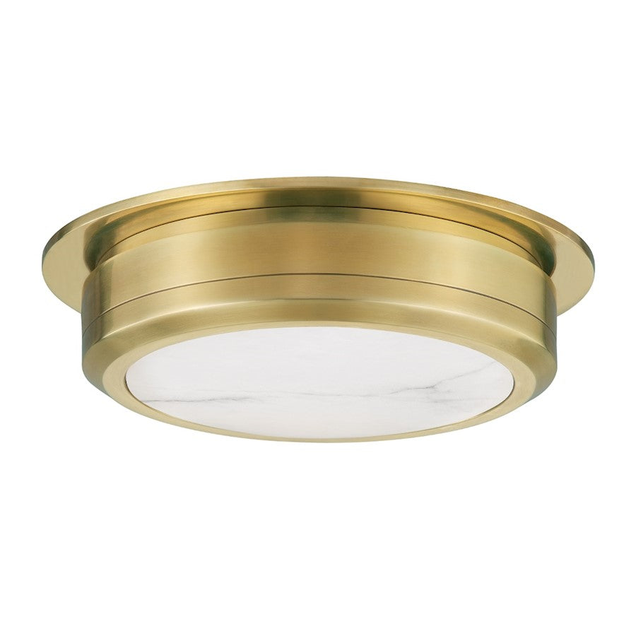 Hudson Valley Greenport LED Medium Flush Mount, Aged Brass/White - 8014-AGB