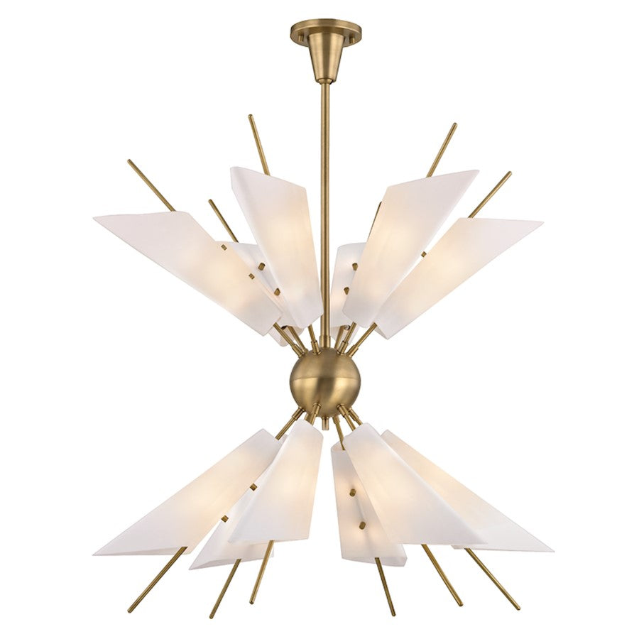 Hudson Valley Cooper 24 Light Chandelier, Aged Brass/Opal Matte - 8069-AGB