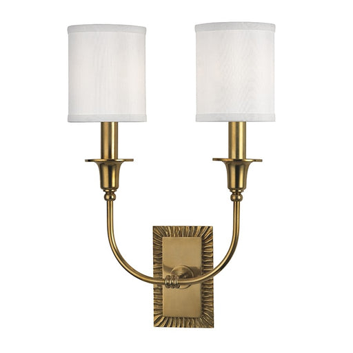 Hudson Valley Dover 2 Light Wall Sconce, Aged Brass/White - 8082-AGB