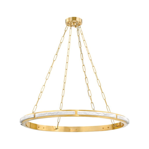 Hudson Valley Wingate 1 Light 36" Chandelier, Aged Brass/White - 8136-AGB