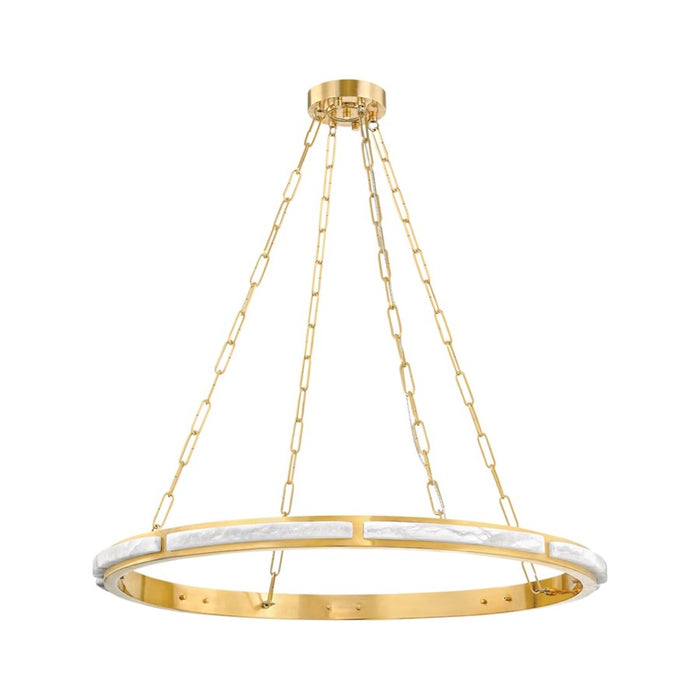 Hudson Valley Wingate 1 Light 36" Chandelier, Aged Brass/White - 8136-AGB