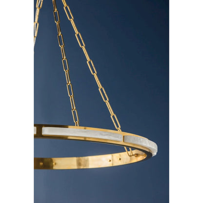 1 Light Chandelier, Aged Brass