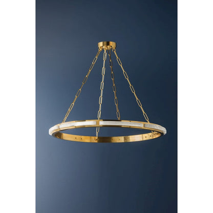 1 Light Chandelier, Aged Brass