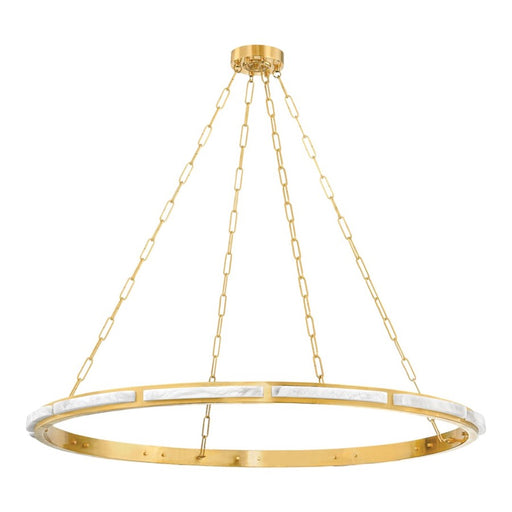 Hudson Valley Wingate 1 Light 48" Chandelier, Aged Brass/White - 8148-AGB