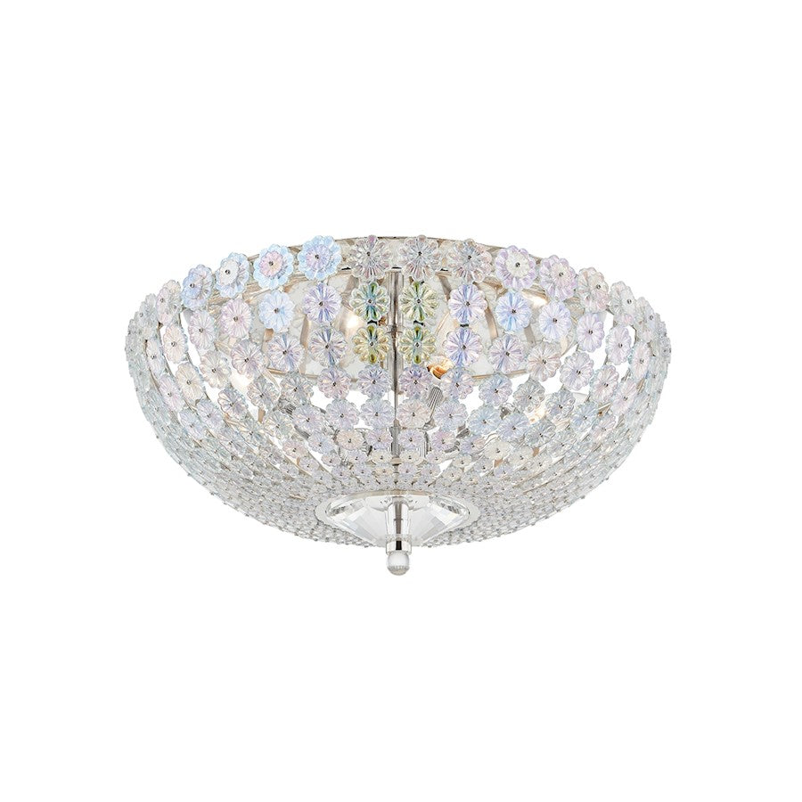 Hudson Valley Floral Park 1 Light Flush Mount, Nickel/Iridescent Glass - 8217-PN