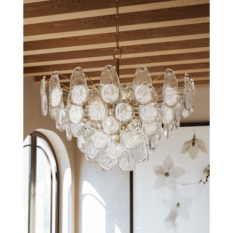 15 Light Chandelier, Aged Brass