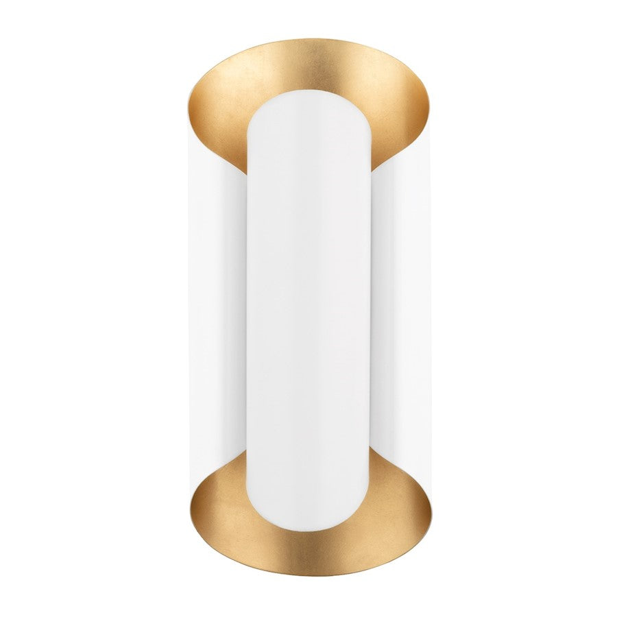 Hudson Valley Banks 2 Light Wall Sconce, Gold Leaf/White - 8500-GL-WH