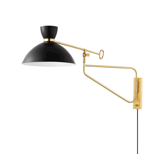 Hudson Valley Cranbrook 1 Light Portable Wall Sconce, Brass/Black - 8514-AGB-SBK