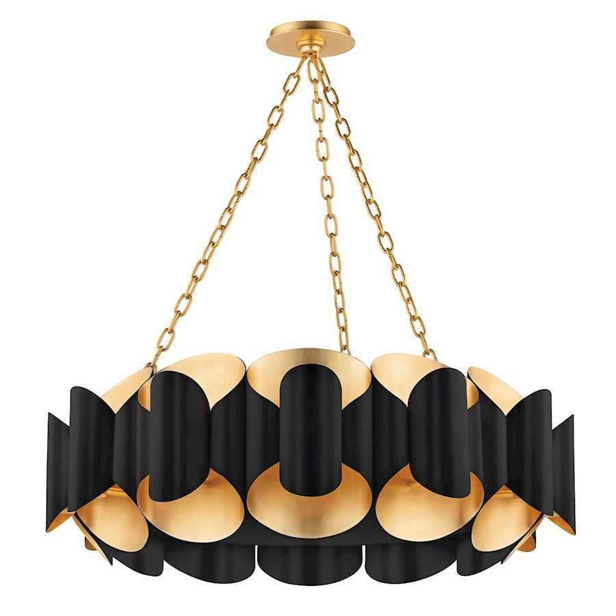 Hudson Valley Banks 12 Light Chandelier, Gold Leaf/Black - 8534-GL-BK