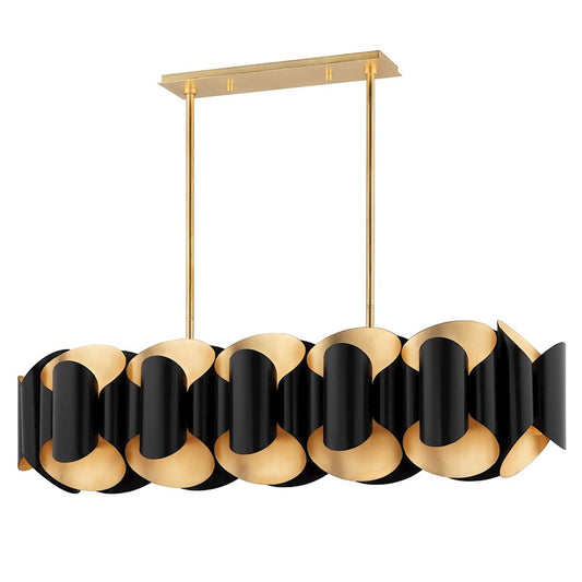 Hudson Valley Banks 12 Light Linear Island Pendant, Gold Leaf/Black - 8546-GL-BK