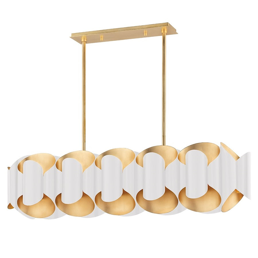 Hudson Valley Banks 12 Light Linear Island Pendant, Gold Leaf/White - 8546-GL-WH