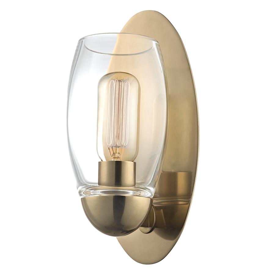 Pamelia 1 Light Wall Sconce, Aged Brass