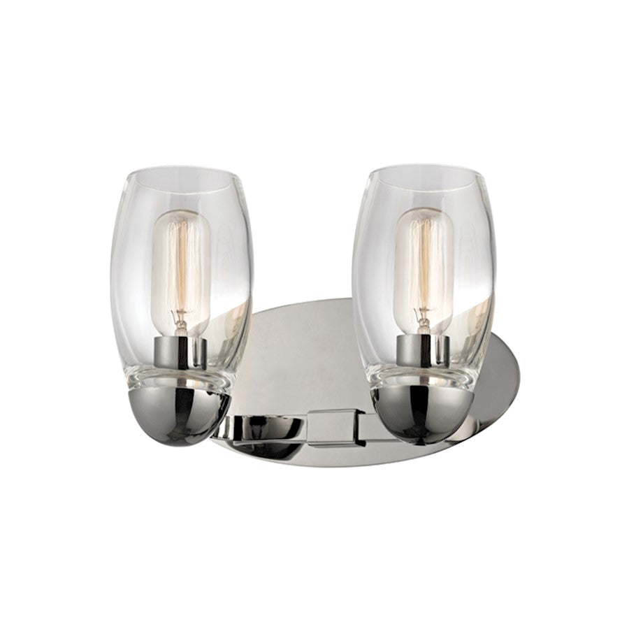 Hudson Valley Pamelia 2 Light Bath/Vanity, Polished Nickel/Clear - 8842-PN