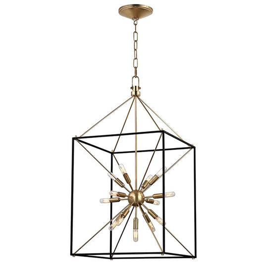 13 Light Chandelier, Aged Brass