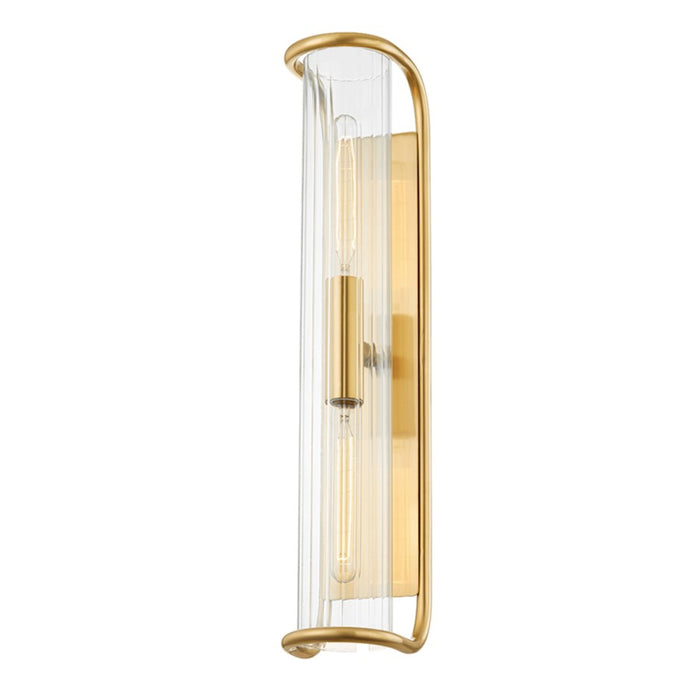 Hudson Valley Fillmore 2 Light Wall Sconce in Aged Brass/Clear - 8926-AGB