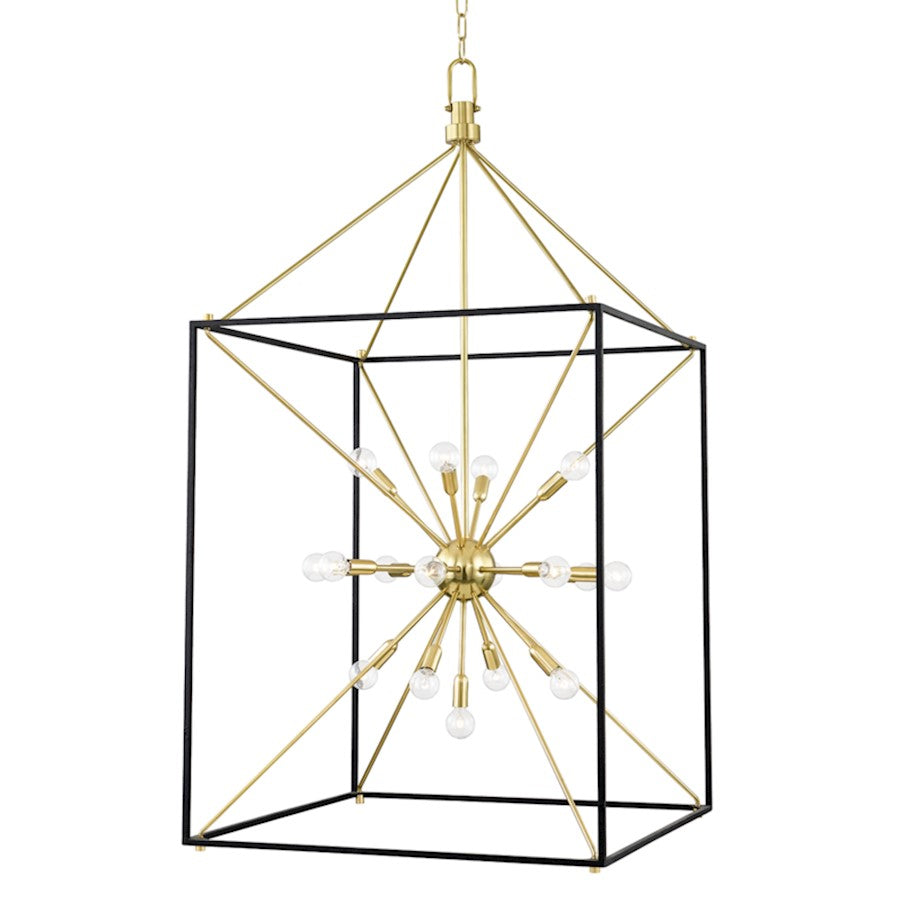 Hudson Valley Glendale 25 Light Chandelier, Aged Brass/Black - 8927-AGB-BK