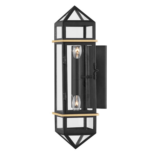 Hudson Valley Bedford Hills 2 Light Wall Sconce, Aged Brass/Black - 9002-AGB-BK