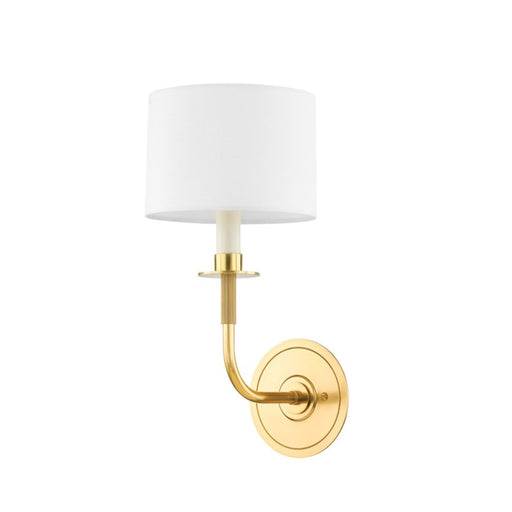 Hudson Valley Paramus 1 Light Wall Sconce, Aged Brass/White - 9115-AGB