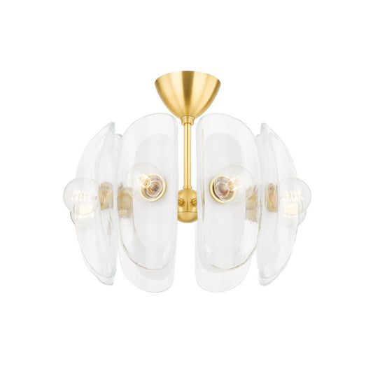 Hudson Valley Hilo 8 Light Semi Flush Mount, Brass/Blonchino Piastre - 9122-AGB