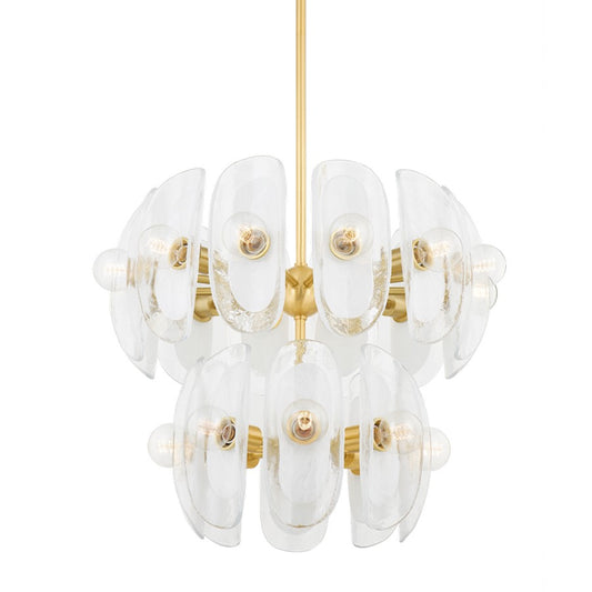 Hudson Valley Hilo 20 Light Chandelier, Aged Brass/Blonchino Piastre - 9131-AGB