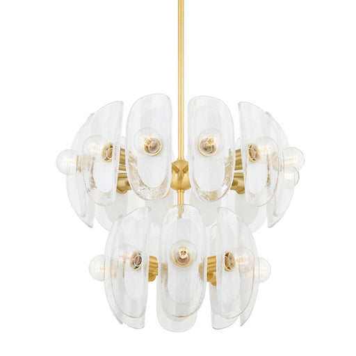 Hudson Valley Hilo 20 Light Chandelier, Aged Brass/Blonchino Piastre - 9131-AGB