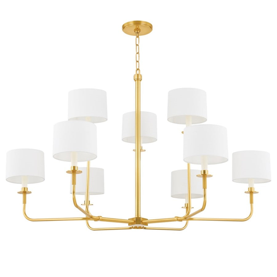 Hudson Valley Paramus 1 Light 48" Chandelier, Aged Brass/White - 9148-AGB