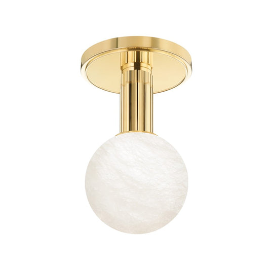 Hudson Valley Murray Hill 1 Light Flush Mount, Aged Brass/White - 9280-AGB