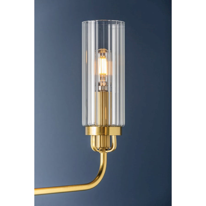 Hudson Valley Halifax 6 Light Chandelier, Aged Brass/Clear Ribbed